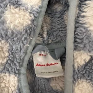 Girl fleece jacket blue white polka dots